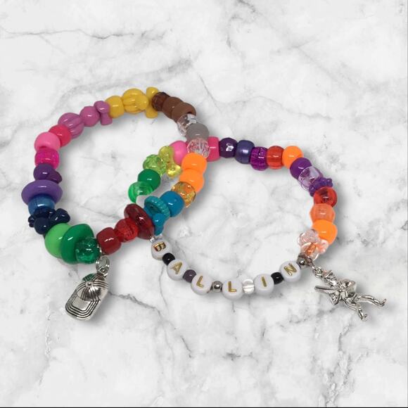 Handmade Softball Bracelet Set Sporty Pony Bead Friendship Sports Fan Stretchy - Picture 1 of 4